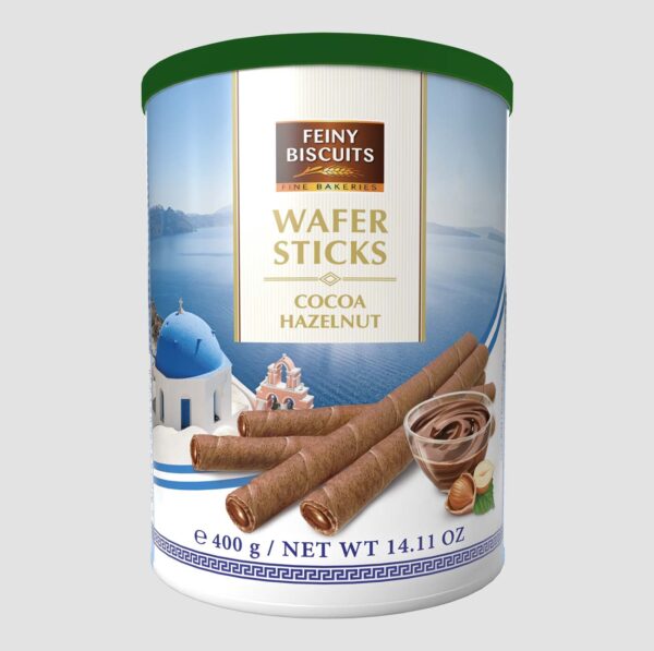 Wafer rolls with cocoa hazelnut cream