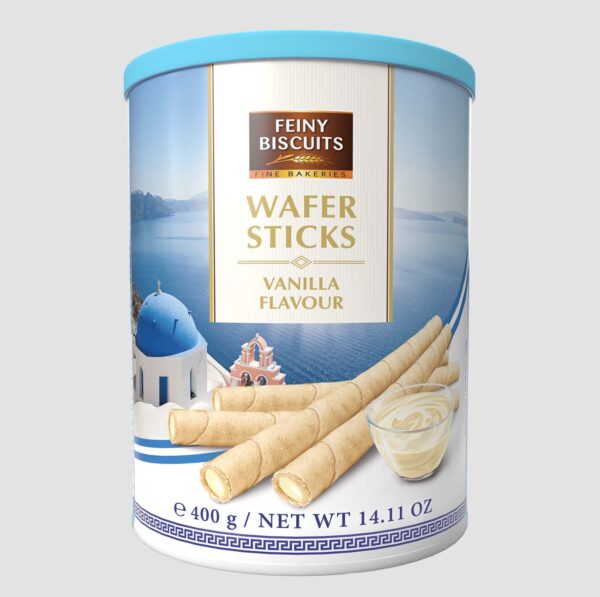 Wafer rolls with vanilla flavoured cream