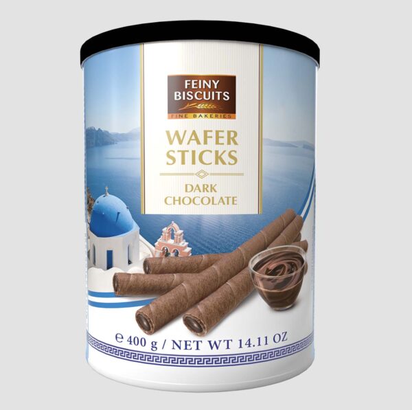 Wafer rolls with dark chocolate cream